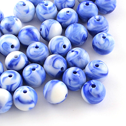 Opaque Acrylic Beads, Round, Royal Blue, 10mm, Hole: 2mm, about 950pcs/500g(SACR-R853-10mm-209)