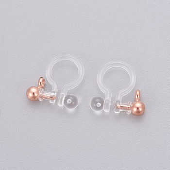 Transparent U Type Painless Prevent Allergy Resin Ear Clip, with Stainless Steel Findings, Rose Gold, 11x10.5x3mm, Hole: 1.4mm