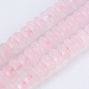 Natural Rose Quartz Beads Strands, Rondelle, 4.5~5x2~2.5mm, Hole: 0.8mm, about 166pcs/strand, 15.3 inch(38.5cm)