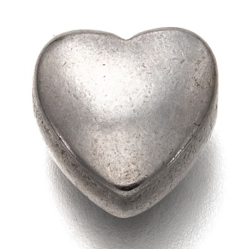 304 Stainless Steel Beads, Heart, Stainless Steel Color, 11.5x10.5x6.5mm, Hole: 2mm
