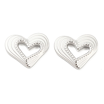 304 Stainless Steel Cabochons, Heart, Stainless Steel Color, 15x18x2.5mm