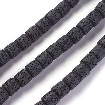 Natural Lava Rock Beads Strands, Dyed, Column, Black, 8~8.5x8~8.5mm, Hole: 2mm, about 46 pcs/Strand, 15.35 inch(39 cm)
