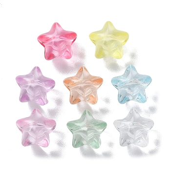 Transparent Acrylic Beads, Star, Mixed Color, 11x11.5x9.5mm, Hole: 2mm, about 870pcs/500g.