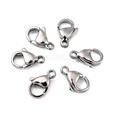 Polished 316 Surgical Stainless Steel Lobster Claw Clasps(STAS-R072-12A)-5