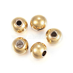 Ion Plating(IP) 304 Stainless Steel Spacer Beads, Round, Golden, 4x3mm, Hole: 1.5mm(STAS-T021-4G)