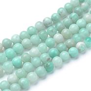 Natural Amazonite Beads Strands, Round, 10~10.5mm, Hole: 1.2mm, about 37~40pcs/strand, 14.9~15.1 inch(38~38.5cm)(G-T055-10mm-17)