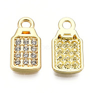 Rack Plating Alloy Charms, with Crystal Rhinestone, Cadmium Free & Nickel Free & Lead Free, Bottle, Light Gold, 19x10x2mm, Hole: 2.5mm(PALLOY-N155-188)