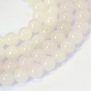 Natural White Jade Round Bead Strands, 10~10.5mm, Hole: 1.2mm, about 36pcs/strand, 15.5 inch(G-E334-10mm-13)