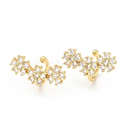 Clear Cubic Zirconia Flower Cuff Earrings, Brass Jewelry for Non-pierced Ears, Cadmium Free & Lead Free, Golden, 10.5x11x19mm(EJEW-G295-08G)