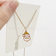 Christmas Titanium Steel Pendant Cable Chain Necklaces, Golden, Santa Claus(NG7275-5)