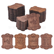 40Pcs 4 Style Dyed Rectangle Wood Pendants, Coconut Brown, 68x54x4mm, Hole: 3mm, 10pcs/style(WOOD-PH0001-53)