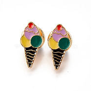Alloy Enamel Brooches, Enamel Pin, with Brass Butterfly Clutches, Ice Cream, Light Gold, Cadmium Free & Nickel Free & Lead Free, Colorful, 21x10.5x2mm, Pin: 1mm(JEWB-N006-052-NR)
