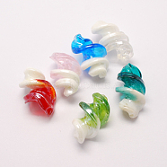 Handmade Lampwork Beads, Pearlized, Spiral, Mixed Color, 28x15mm, Hole: 2mm(X-LAMP-S047-M)