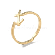 Real 18K Gold Plated 304 Stainless Steel Adjustable Finger Ring, Constellations Open Cuff Rings for Women, Sagittarius, Adjustable, Surface: 6.5~9x6.5~12mm(RJEW-L115-01G-12)