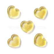 Transparent Resin Cabochons, with Glitter, Heart, Light Khaki, 18x19.5x6.5mm(X-CRES-P019-04G)