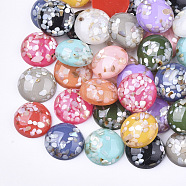 Translucent Resin Cabochons, with Shell Chips inside, Dome/Half Round, Mixed Color, 18x6mm(RESI-S364-44D-M)