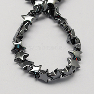 Non-magnetic Synthetic Hematite Beads Strands, Grade A, Star, Black, 8x8x3mm, Hole: 1mm(G-Q899-8mm)