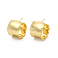 Brass Twist Column Stud Earrings, Thick Half Hoop Earrings for Women, Cadmium Free & Lead Free, Real 18K Gold Plated, 20x15mm, Pin: 0.8mm(EJEW-P213-09G)