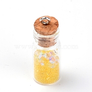 Mini Glass Wishing Bottles, with Seed Beads & Glass Beads inside, for DIY Key Chain Accessories Decoration, Gold, 31x11mm, Hole: 2mm(GLAA-WH0022-73D)
