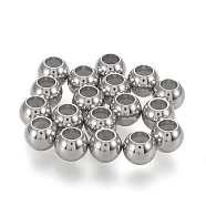 202 Stainless Steel Beads, with Rubber Inside, Slider Beads, Stopper Beads, Stainless Steel Color, 5x4mm, Hole: 2.3mm(STAS-K204-02D-P)