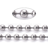 304 Stainless Steel Ball Chains, with Spool, Stainless Steel Color, 2.5mm, about 32.8 Feet(10m)/roll(CHS-F009-01C-P)