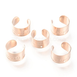 304 Stainless Steel Ear Cuff Findings, with Hole and Word Happy, Rose Gold, 11x7mm, Hole: 1mm(STAS-H151-11RG)