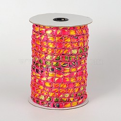Cloth Cord, with Polyester, Camellia, 12x4mm, about 50yards/roll(150 feet/roll)(OCOR-E004-07)