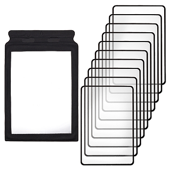 AHADEMAKER 11Pcs 2 Style PVC Plasic Portable Magnifying Lenses, Wallet Magnifiers 3X Lense, for Reading, Fire Starter, Rectangle, Black & Clear, 180~306x120~197x0.8~1mm
