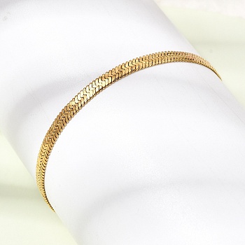 304 Stainless Steel Snake Chains Bracelets for Women, Golden, 7.28 inch(18.5cm)