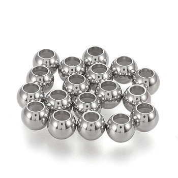 202 Stainless Steel Beads, with Rubber Inside, Slider Beads, Stopper Beads, Stainless Steel Color, 5x4mm, Hole: 2.3mm