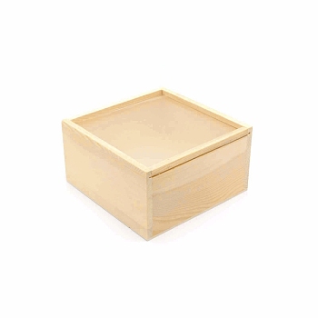 Wooden Storage Boxes, with Acrylic Transparent Cover, Square, BurlyWood, 20x20x8cm