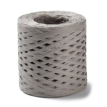 Raffia Ribbon, Packing Paper String, Raffia Twine Paper Cords for Gift Wrapping and Weaving, Gray, 3~4mm, about 218.72 Yards(200m)/Roll