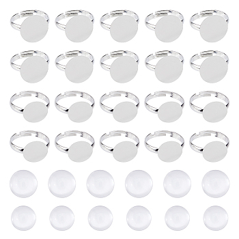 DIY Blank Dome 304 Stainless Steel Finger Rings Making Kits, Stainless Steel Color, Tray: 12~14mm, Inner Diameter: 17mm