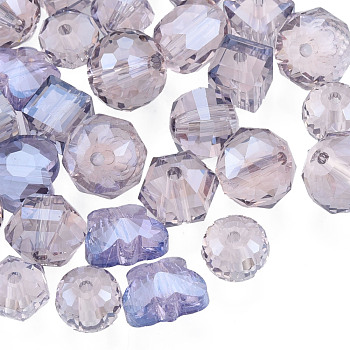 Transparent Glass Beads, Mixed Shapes, Lilac, 7~10x7~10x5~9.5mm, Hole: 1~1.5mm