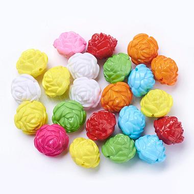 24mm Mixed Color Flower Acrylic Beads