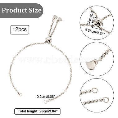 nbeads 12Stk. 304 Herstellung von Rolo-Ketten-Schiebearmbändern aus Edelstahl(AJEW-NB0003-63)-2