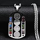 304 Stainless Steel Colorful Rhinestone Rectangle with Saint Benedict Medal Pendant Necklaces(NJEW-G115-03P)-1