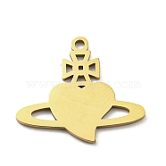 Ion Plating(IP) 316L Surgical Stainless Steel Pendants, Laser Cut, Heart Charms, Real 18K Gold Plated, 17x19.5x1mm, Hole: 1.4mm(STAS-M317-28G)