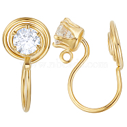 20Pcs Brass Vortex Clip-on Earring Findings, with Cubic Zirconia, Wire Wrapped Spiral Clip Pad, for Non-pierced Earring Converter, Real 18K Gold Plated, 16x7.5mm, Hole: 1mm(KK-BBC0011-05)