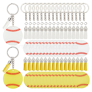 DIY Baseball Keychain Making Kit, Including Acrylic Board, Tassel Pendants, Iron Split Key Rings & Open Rings, Mixed Color, 34Pcs/box(DIY-GA0005-59)