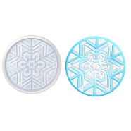 DIY Christmas Snowflake Pattern Cup Mat Silicone Molds, Resin Casting Molds, for UV Resin & Epoxy Resin Craft Making, Flat Round, White, 87x9.5mm, Inner Diameter: 80mm(DIY-E055-17)