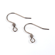304 Stainless Steel Earring Hook Findings, Ear Wire, with Horizontal Loop, Stainless Steel Color, 18x16x0.8mm, Hole: 2mm(X-STAS-M240-04)