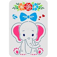 Large Plastic Reusable Drawing Painting Stencils Templates, for Painting on Scrapbook Fabric Tiles Floor Furniture Wood, Rectangle, Elephant Pattern, 297x210mm(DIY-WH0202-220)