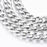 Men Curb Chain Necklace, 316 Surgical Stainless Steel Necklaces, with Lobster Claw Clasps, Rock Style, Stainless Steel Color, 23.6 inch(60cm)(X-NJEW-F027-46)