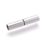 304 Stainless Steel Bayonet Clasps, Tube, Stainless Steel Color, 20x4mm, Hole: 3mm(STAS-L213-01E)