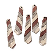 Wenge Wood & Sandalwood & White Ash Pendants, Kite Charms, Colorful, 49x12x3.5mm, Hole: 2mm(WOOD-F013-05)