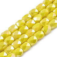 Electroplate Glass Beads Strands, AB Color Plated, Faceted, Column, Yellow, 5.5x5mm, Hole: 1.2mm, about 99pcs/strand, 21.85 inch(55.5cm)(EGLA-N002-13-A10)