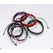 Adjustable Braided Leather Cord Bracelets, with Waxed Cord, Mixed Color, 64mm(BJEW-I227-02)