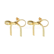 Brass Stud Earrings, Bowknot, Real 18K Gold Plated, 22~28x34~38mm(EJEW-B040-03A-G)