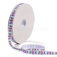 Easter Themed Polyester Grosgrain Ribbons, Jacquard Ribbon, Garment Accessories, Colorful, Rabbit Pattern, 3/4 inch(18mm), about 100 yards/roll(OCOR-A005-01G)